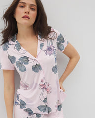 Short Sleeve Notch Collar Pajama Top - FLORAL HAVEN SUGAR COATED | Soma Women