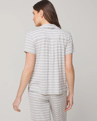 Short Sleeve Notch Collar Pajama Top - FUNDAMENTAL M HTHR OPAL G | Soma Women