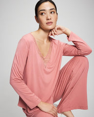 Lace Long Sleeve Pajama Top - ANTIQUE PINK | Soma Women