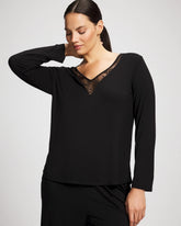 Lace Long Sleeve Pajama Top - BLACK | Soma Women