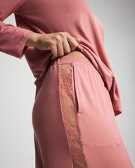 Lace Relaxed Wide Leg Pajama Pant - ANTIQUE PINK | Soma Women