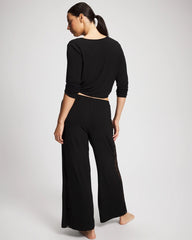 Lace Relaxed Wide Leg Pajama Pant - BLACK | Soma Women