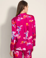 Long-Sleeve Notch Collar Pajama Top - ORANGE YOU GLAD PINK COSM | Soma Women