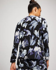 Piped Long-Sleeve Notch Pajama Top - WHIMSICAL WINGS BLK MID | Soma Women