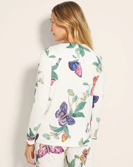 Piped Long-Sleeve Notch Pajama Top - WINGED WONDERS DRAMA CHMP | Soma Women
