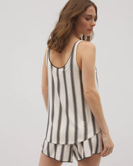 Pajama Tank With Piping - HAMPTON STRIPE BLACK | Soma Women