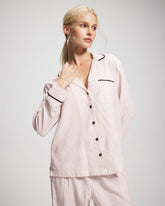 Long-Sleeve Notch Collar Pajama Top - STOCKING STRIPE VERT PINK | Soma Women