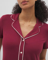 Solid Short Sleeve Notch Collar Pajama Top - GARNET | Soma Women