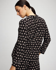 Long-Sleeve Printed Notch Collar Pajama Top - PEACEFUL PETALS BLACK | Soma Women
