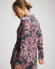 Long-Sleeve Printed Notch Collar Pajama Top - IMPERIAL PAISLEY MD PET | Soma Women
