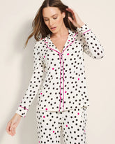 Long-Sleeve Printed Notch Collar Pajama Top - FANCIFUL DOT CHAMPAGNE | Soma Women
