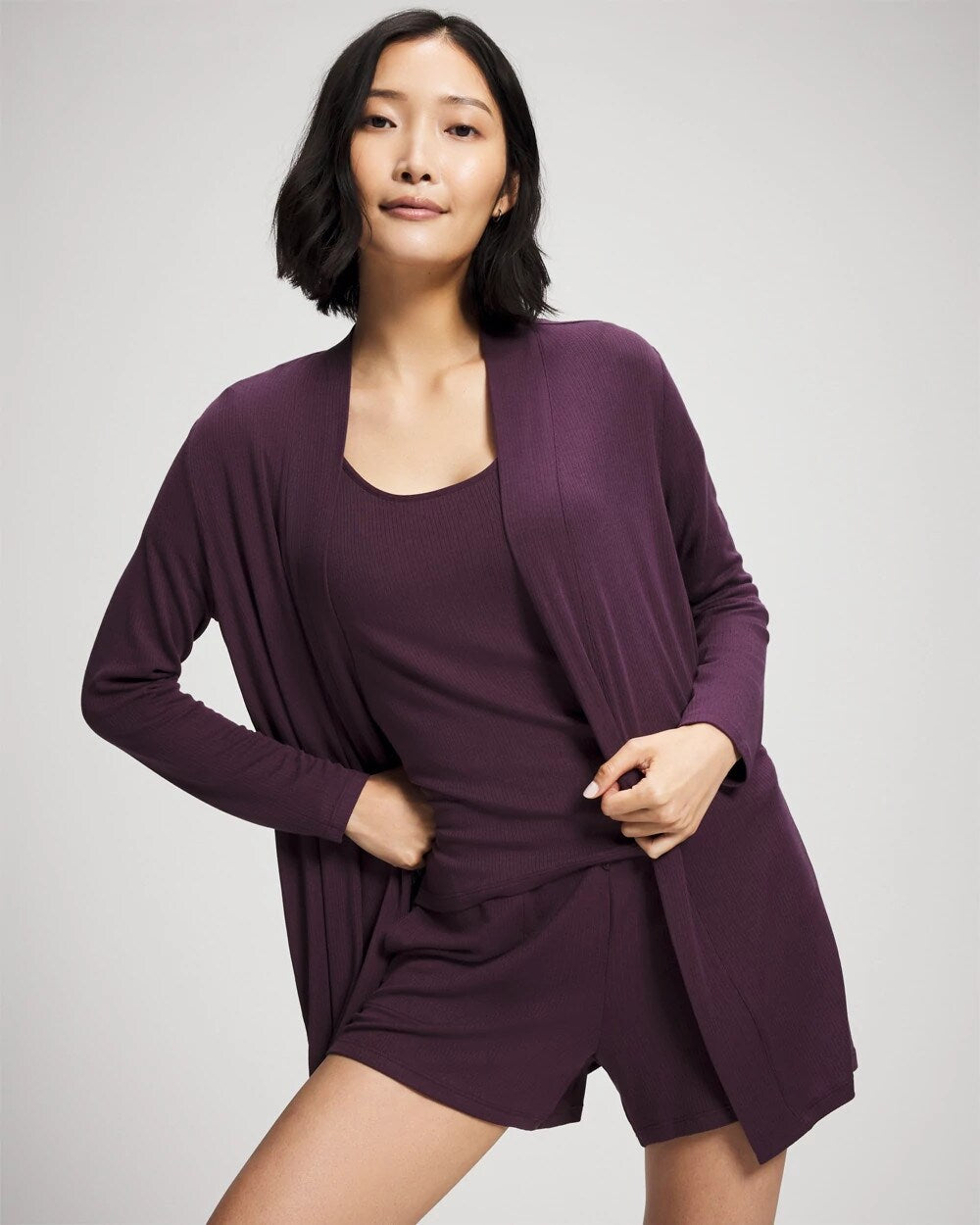 Lightweight Rib Knit Long Sleeve Wrap - PLUM PERFECT | Soma Women