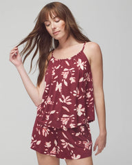 Shirred Neck Pajama Cami - BUDDING ROMANCE VERMILL | Soma Women