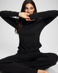 Ruched Long Sleeve Pajama Tee - BLACK | Soma Women