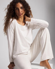 Most Loved Cotton Long Sleeve Pajama Tee - HEATHER CRYSTAL | Soma Women