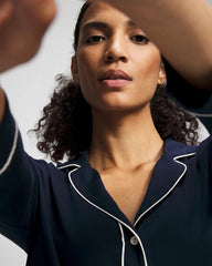 Long-Sleeve Notch Collar Pajama Top - NIGHTFALL NAVY | Soma Women
