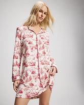 Piped Long-Sleeve Sleepshirt - ENCHANTED TOILE CHAMPAGNE | Soma Women