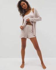 Lightweight Rib Knit Pajama Shorts - HEATHER BARELY THERE | Soma Women