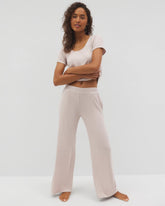 Lightweight Rib Knit Wide Leg Pajama Pants - HEATHER BARELY THERE | Soma Women