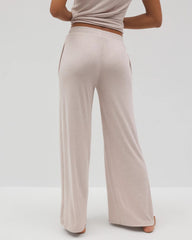 Lightweight Rib Knit Wide Leg Pajama Pants - HEATHER BARELY THERE | Soma Women