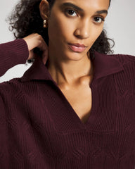 Premier Knit Cable Knit Collared Sweater - MERLOT | Soma Women