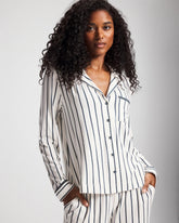 Long-Sleeve Notch Collar Pajama Top - UNWIND STRIPE CHAMPAGNE | Soma Women