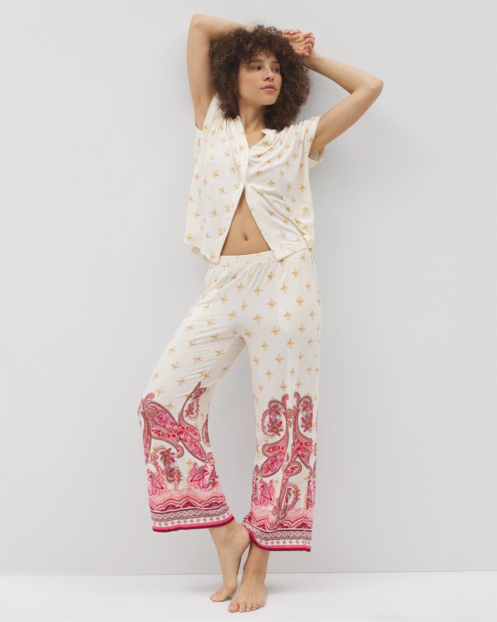 Cropped Pajama Pants - KASHMIR PAISLEY PLCD CH | Soma Women