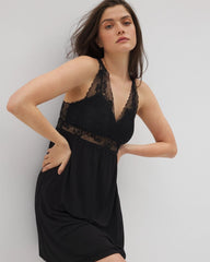 Soft Support Lace Chemise - BLACK | Soma Women