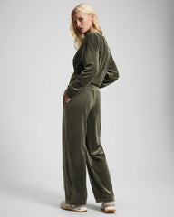 Velour Straight Leg Pants - DARK SAGE | Soma Women