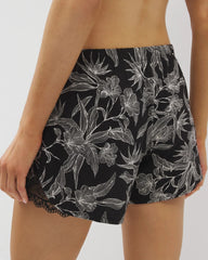 Lace-Trim Pajama Shorts - PLUMERIA BLOOMS BLK CH | Soma Women