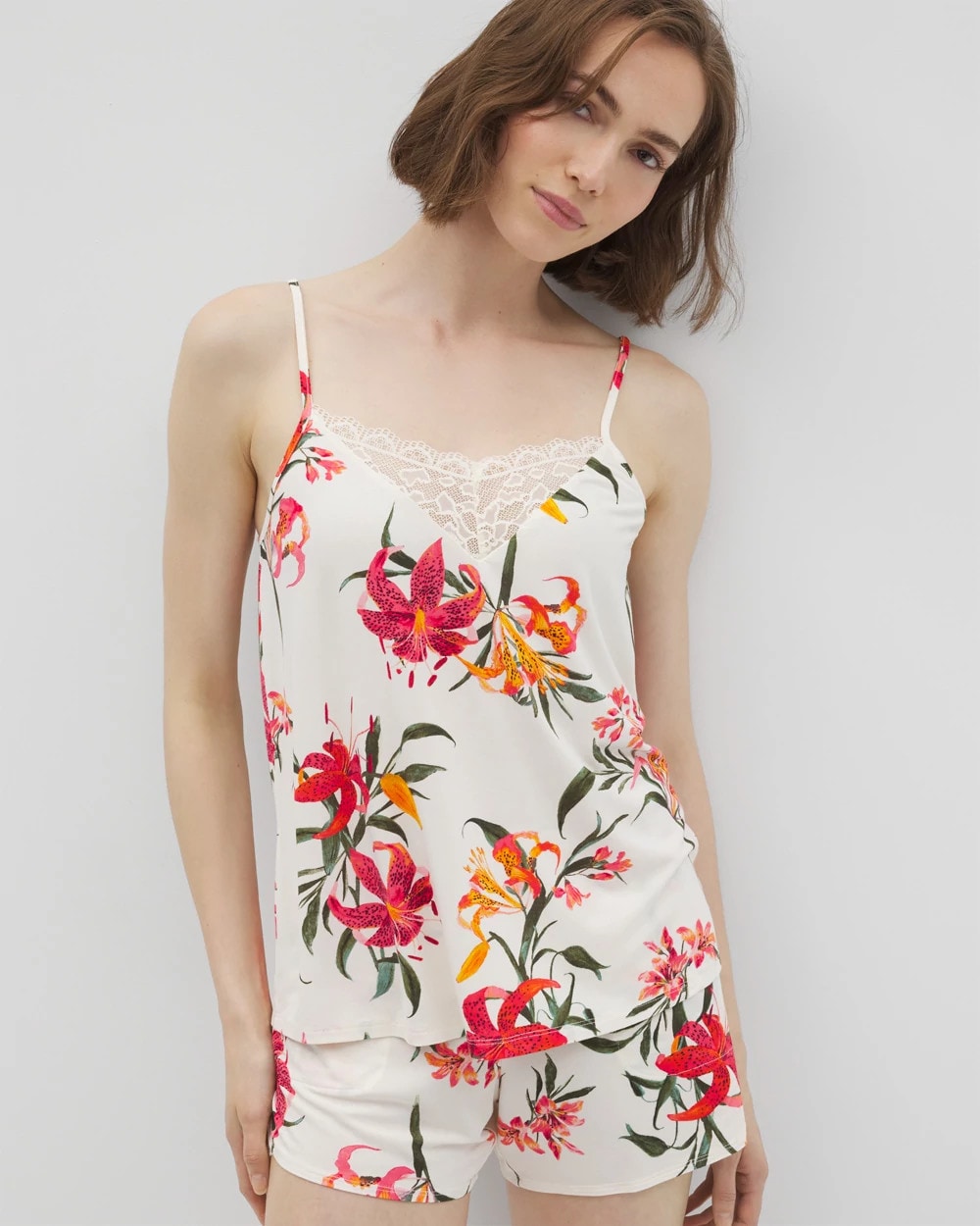 Lace Trim Pajama Cami - LE TIGRE FLORA CHAMPAGNE | Soma Women