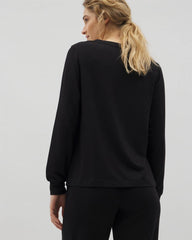 Long-Sleeve V-Neck Pajama Top - BLACK | Soma Women