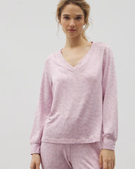 Long-Sleeve V-Neck Pajama Top - CANT BE TAMED LILAC | Soma Women