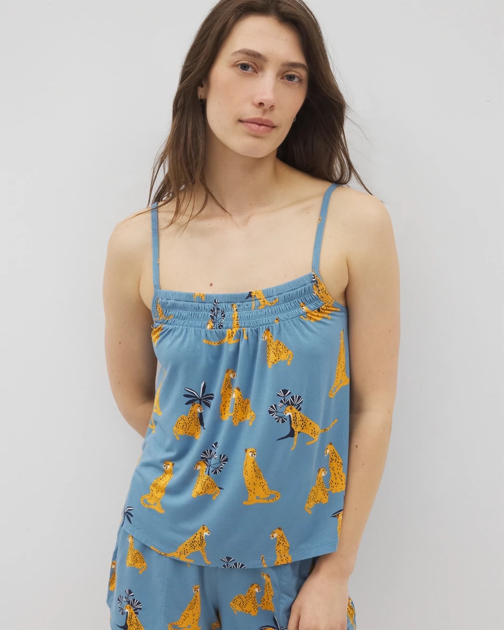Smocked Pajama Cami - FELINE FUN BLUE HEAVEN | Soma Women