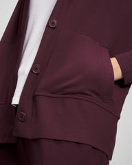 Ultrasoft Fleece Relaxed Button Up Cardigan - MERLOT | Soma Women