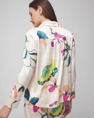 Long-Sleeve Notch Collar Pajama Top - PARADISE SOIREE WHITE SK | Soma Women