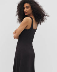 Rib Square Neck Lounge Dress - BLACK | Soma Women