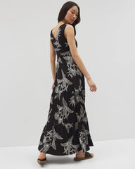 Goddess Tiered Maxi Dress - PLUMERIA BLOOMS GRAND BLK | Soma Women