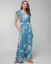 Flutter Sleeve Maxi Bra Dress - GARDEN TAPESTRY G BLUE | Soma Women