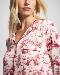 Piped Long-Sleeve Sleepshirt - ENCHANTED TOILE CHAMPAGNE | Soma Women