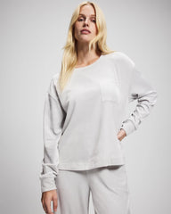 Velour Crewneck Sweatshirt - VAPOR GRAY | Soma Women
