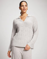 Premier Knit Cable Knit Collared Sweater - HEATHER STONE | Soma Women