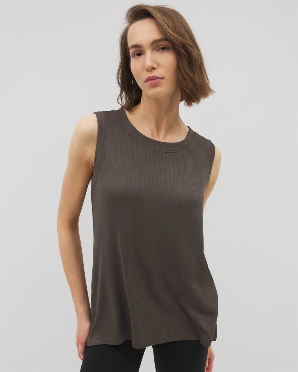 Rib Knit Sleeveless Top - DARK GRAY OLIVE | Soma Women