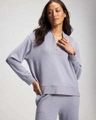 Ultrasoft Fleece Quarter Zip Sweatshirt - PERFECT SKY | Soma Women