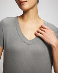 Rib Knit V-Neck Tee - SEDONA SAGE | Soma Women
