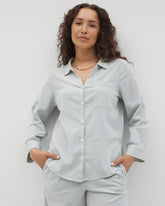 Beach Cotton Long Sleeve Button-Up - BLUE HEAVEN STRIPE | Soma Women