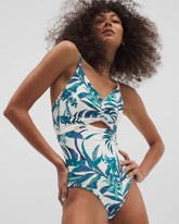 Twist-Front Key Hole One-Piece Suit - PALM PERFECT COCONUT | Soma Women