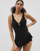 Beyond Control Solid Essentials Ruffle Swim Dress - BLACK | Soma Women