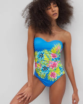 Let's Get Away Shirred Bandeau One Piece - MULTI | Soma Women