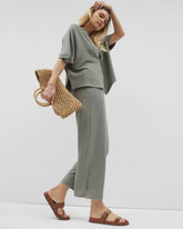 Crinkle Knit Wide Leg Pant - RESTORATION GREEN | Soma Women